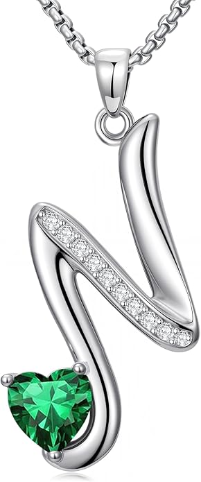 Birthday Gifts for Women Alphabet A to Z Initial Birthstone Pendant Necklaces for Women - 18k White Gold Plated Personalized Name Jewelry Anniversary Graduation Gifts for Wife Her Daughter Girlfriend(with Gift Box)