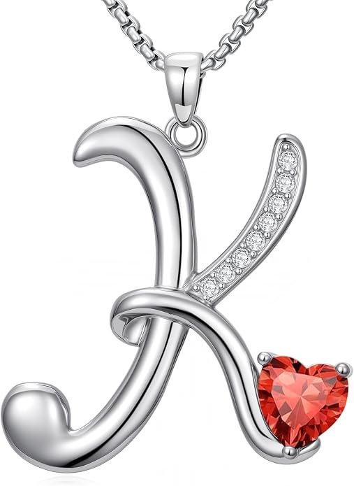 Birthday Gifts for Women Alphabet A to Z Initial Birthstone Pendant Necklaces for Women - 18k White Gold Plated Personalized Name Jewelry Anniversary Graduation Gifts for Wife Her Daughter Girlfriend(with Gift Box)