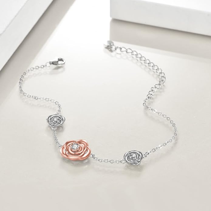 CRMAD Moonstone Moon/Star/Daisy/Turquoise/Rose Flower/Cat/Star/Hecate/Airplane/Pearl/Chakra/Rose Pearl/Butterfly/Wave/Starfish Anklet for Women Sterling Silver Anklet Irish Jewelry