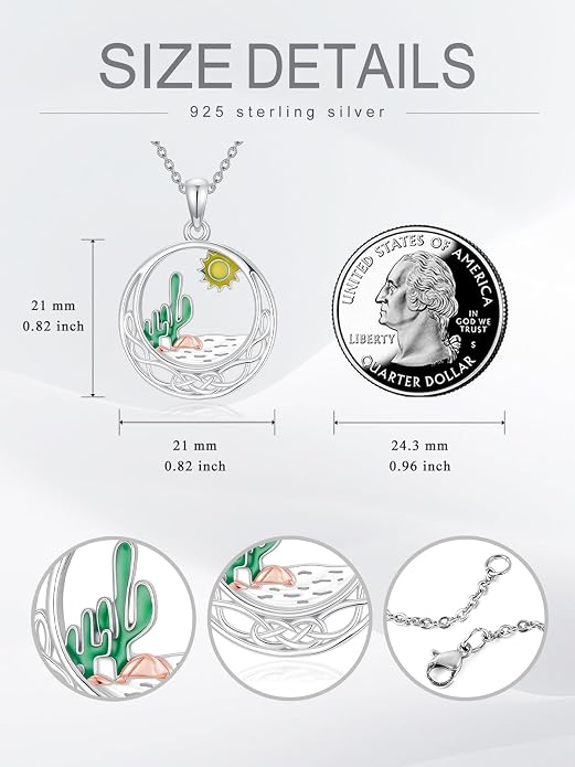 Midari Ocean Necklace 925 Sterling Silver Flamingo Mama Bear Dolphin Penguin Sea Turtle Axolotl Desert Cactus Nautical Rudder Tropical Palm Compass Wave Pendant Boho Jewelry Gifts for Women Men