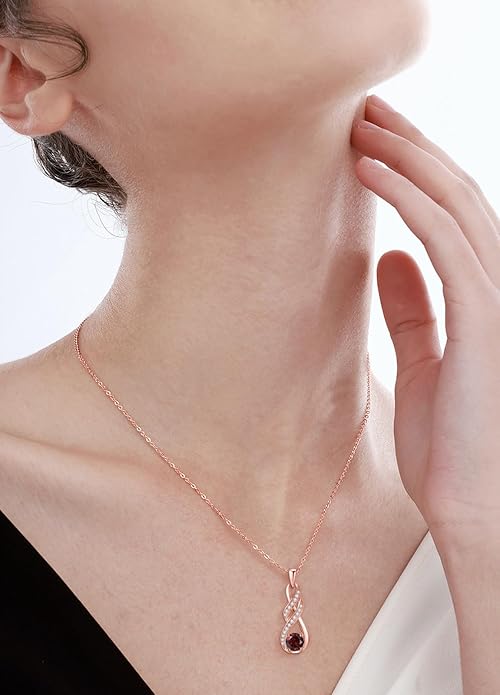 Birthstone Necklaces for Women 925 Sterling Silver Infinity Pendant Created Gemstone Jewelry for Her, 16"+2"