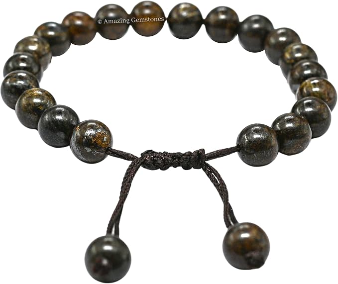 Amazing Gemstone Bronzite Bracelet for Women Men's Gifts - Protection Healing Crystal Bracelet - 8mm Gemstone Beaded Adjustable Bracelet Pulseras para Hombres Mujer Stocking Stuffers
