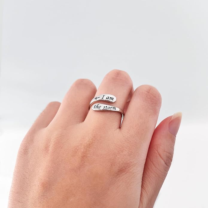 925 Sterling Silver Inspirational Adjustable Rings - Personality Encouragement Jewelry Gift For Women