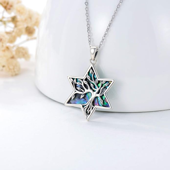 ONEFINITY Tree of Life Necklace 925 Sterling Silver Abalone Shell Celtic Knot Pendant Necklace for Women Jewelry