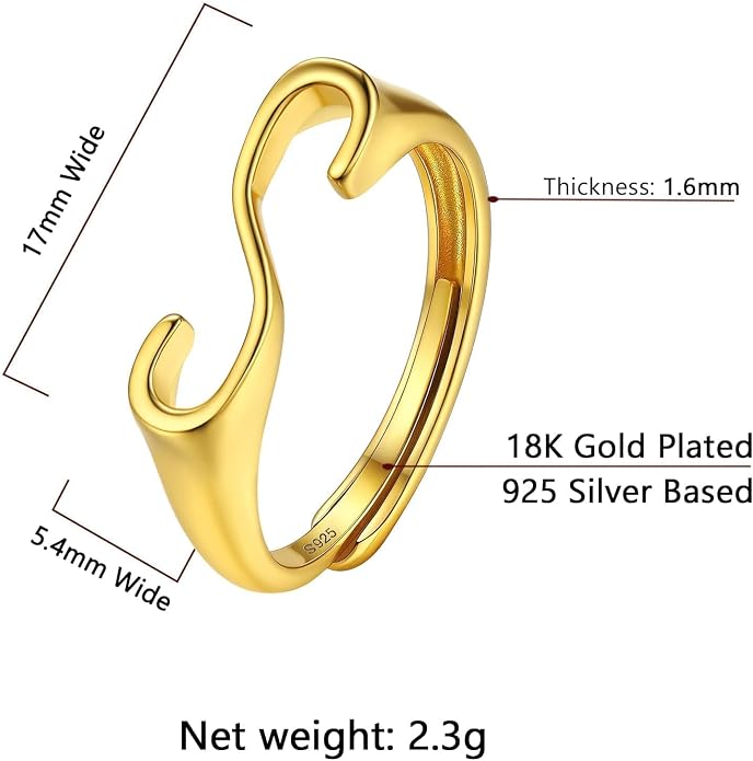 SILVERCUTE 925 Sterling Silver Initial Rings for Women,Adjustable Capital Letter Ring Hypoallergenic,Minimalist 925 Silver Rings for Mother Daughter