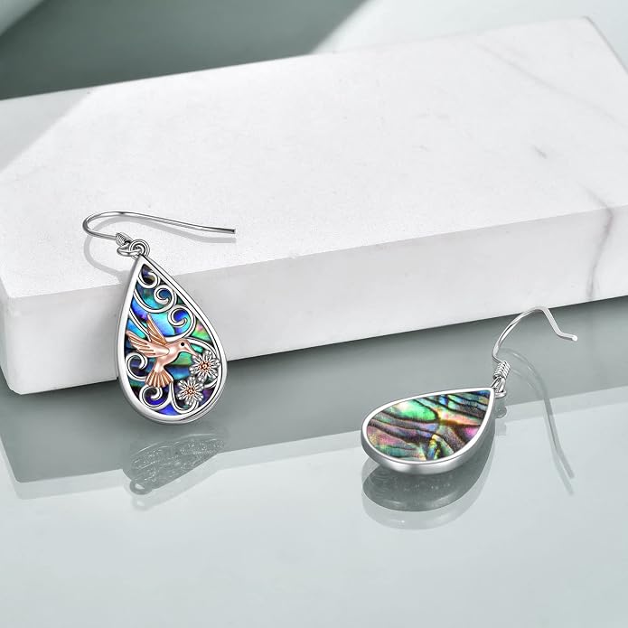 POPLYKE 925 Sterling Silver Tree of Life Dangle Earrings for Women Fashion Abalone Shell Jewelry Gifts for Mom Sister Friend Birthday