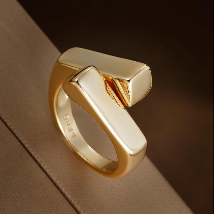 Gold/Silver Chunky Open Ring Adjustable Fashion Statement Ring for Women Ladies