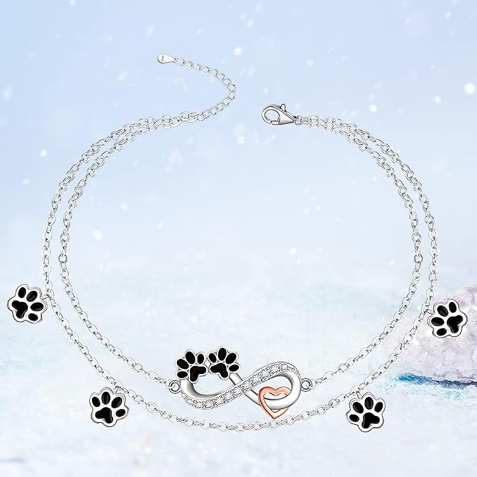 Infinity Cat Paw Print Celtic Knot Sea Turtle Elephant Flamingo Butterfly Dolphin Evil Eye Anklets Bracelets for Women Sterling Silver Adjustable Ankle Bracelet Summer Beach Lovers Gift