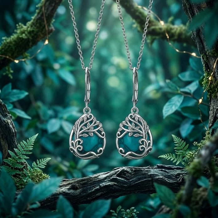 Teardrop Tree of Life/Filigree Earrings for Women Dangle Leverback Earrings Jewelry Gift Anniversary For Her