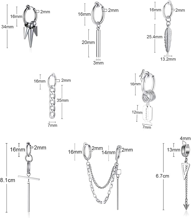 VNOX Unisex Vinatge Stainless Clip On Earrings Non Piercing Feather Charm Dangle Hinged Stud Earrings for Men Women Teen