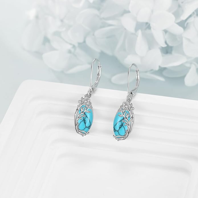 POPLYKE Tree of Life Teardrop Drop Dangle Earrings Sterling Silver Leverback Earrings Jewelry
