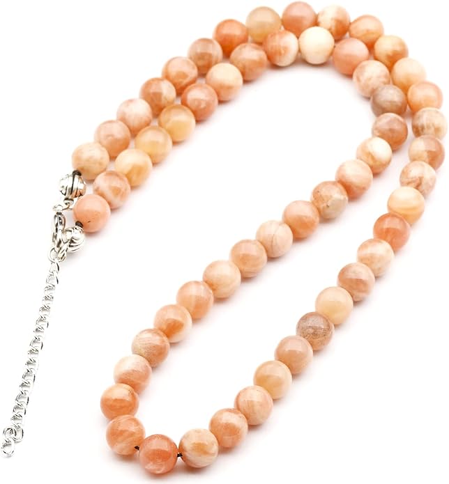 Natural Gemstone Beaded Choker Necklace | 8mm Handmade Adjustable Jewelry for Men & Women | Chakra Balancing Crystal Necklace | Spiritual Gift | Macrame Cord with Extender