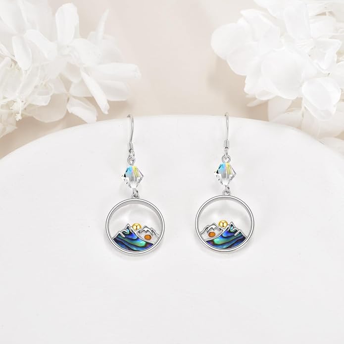 AOBOCO Mustard Seed Earrings for Women Sterling Silver Mountain Cross Earrings Dangle Christian Religion Jewelry Mothers Day Birthday for Mom Wife Friends