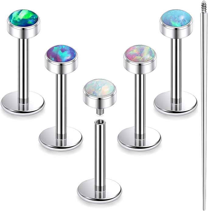 20G 18G 16G Astm F136 Titanium Internal Thread Flat Back Earrings Nose Studs Tragus Helix Conch Cartilage Lobe Earrings Medusa Labret Snake Bite Monroe Lip Ring Piercing Jewelry For Women Men