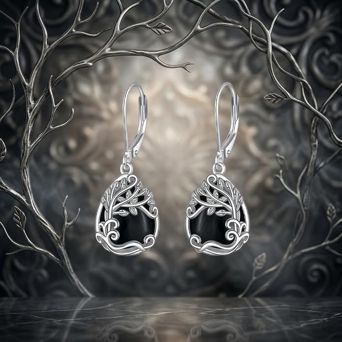 Teardrop Tree of Life/Filigree Earrings for Women Dangle Leverback Earrings Jewelry Gift Anniversary For Her