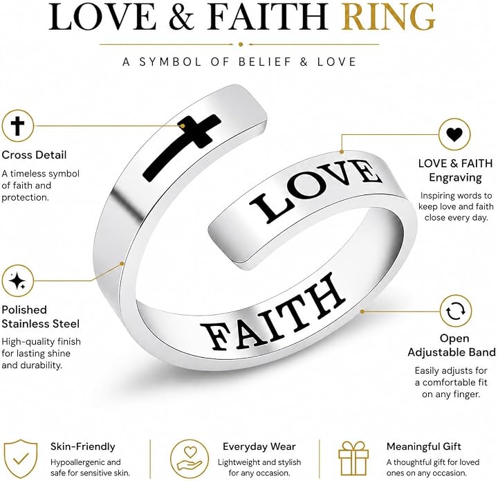 Uloveido Adjustable Inspirational Flying Dandelion Double Stainless Steel Freedom Ring Bands Cool Stacking Gift for Women, Engraving Rings Motivational Gift Y2004