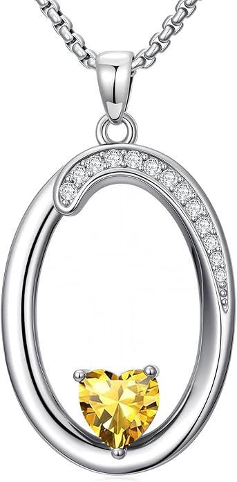 Birthday Gifts for Women Alphabet A to Z Initial Birthstone Pendant Necklaces for Women - 18k White Gold Plated Personalized Name Jewelry Anniversary Graduation Gifts for Wife Her Daughter Girlfriend(with Gift Box)