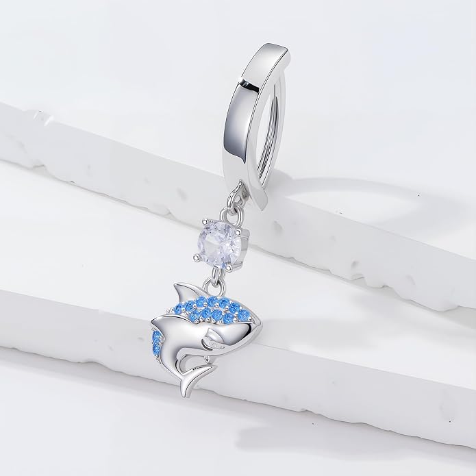 Butterfly Cross Shark Belly Button Ring 925 Sterling Silver Clicker Belly Rings Dangle Navel Ring Hypoallergenic Navel Piercing Belly Piercing Jewelry Gifts for Women