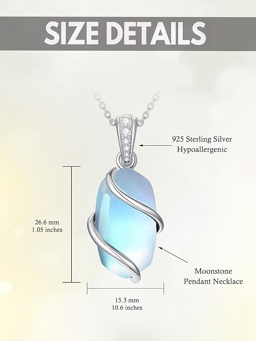 HPQQ Necklace for Women 925 Sterling Silver Dainty Gemstone Pendant Fine Jewelry Birthday Mothers Day Gifts for Mom Wife Her