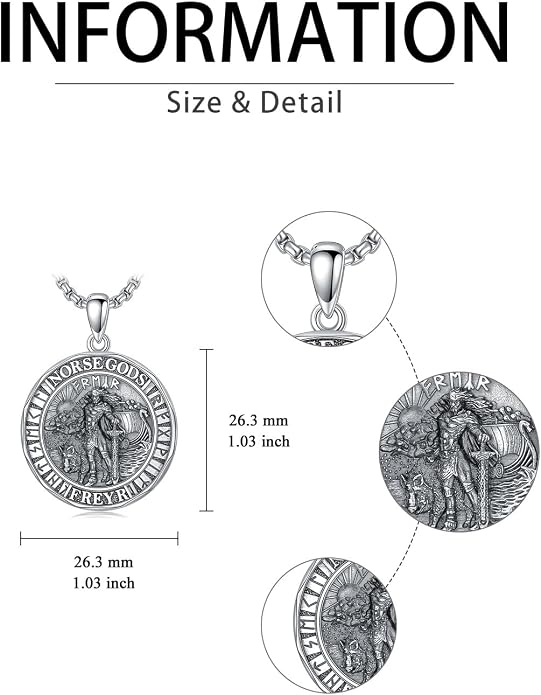 Viking Necklace for Men Women 925 Sterling Silver Norse Jewelry Fathers Mothers Day Anniversary Birthday Gifts for Mom Dad Husband Brother (with Gift Box)