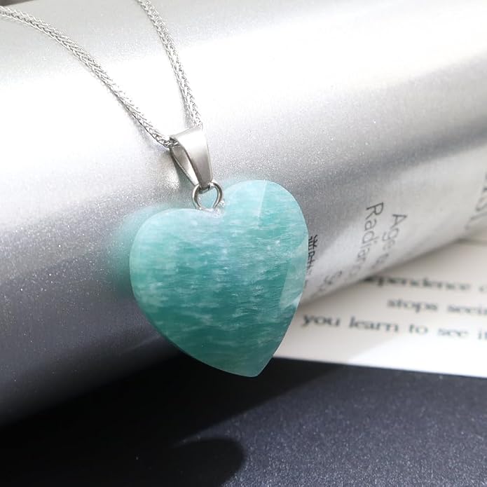 iSTONE 925 Sterling Silver Natural Crytral for Womens Pendant Necklace, Gemstone Birthstone with 17.8" Silver Chain Ladies