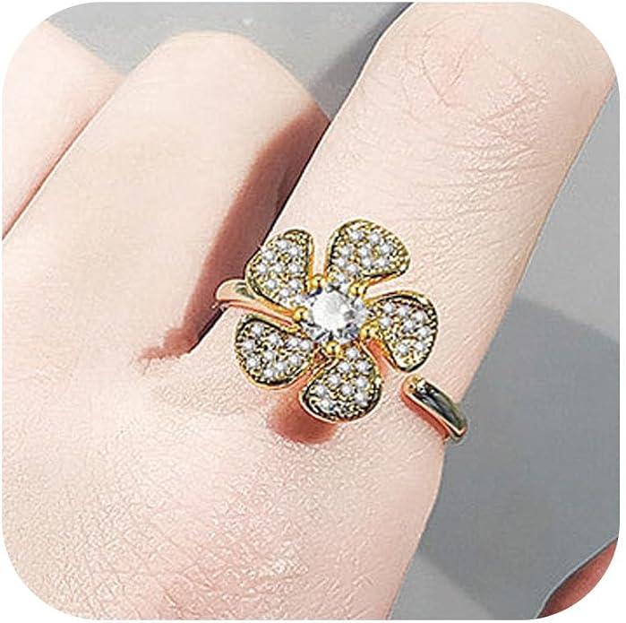Sunflower Fidget Ring for Women Spinning Rings Adjustable Anxiety Ring for Teens Birthday Gift for Daughter Mom You Are My Sunshine Spinner Rings