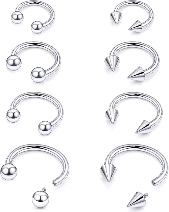 20G 18G 16G 14G 12G 8G 6G 4G 2G ASTM F136 Titanium Internal Thread Horseshoe Septum Ring Jewelry Circular Barbell Helix Snug Tragus Rook Daith Cartilage Earring Lip Ring Piercing Jewelry