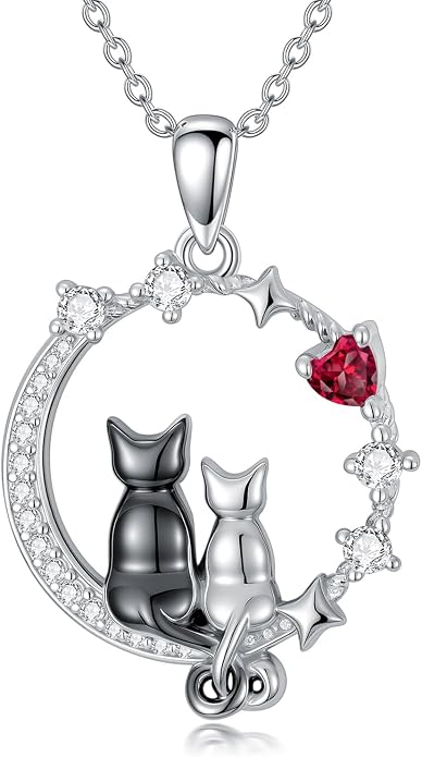 PELOVNY Teddy Bear Necklace for Women 925 Sterling Silver Bear/Highland Cow/Fox/Cat/Axolotl Birthstone Necklace Christmas Birthday Jewelry Gifts for Mom Daughter Wife Sister