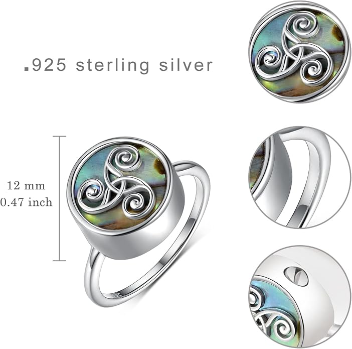 Eternity Celtic Knot Urn Ring for Ashes 925 Sterling Silver Abalone Shell Urn Ring Memorial Keepsake Cremation Rings for Women