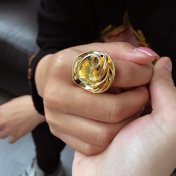 Mytys Cocktail Rings for Women Fashion 18K Gold Plated & Silver Flower Statement Ring Wedding Engagement Party Jewelry Gift