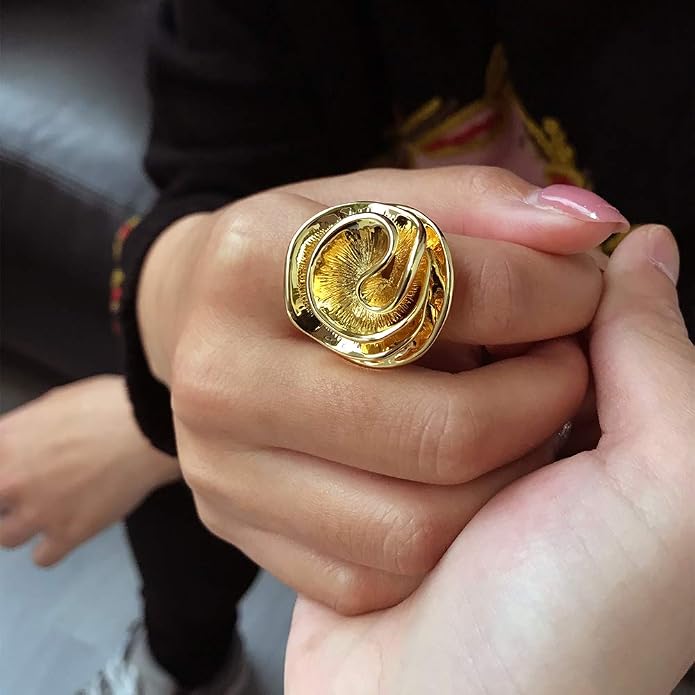 Mytys Cocktail Rings for Women Fashion 18K Gold Plated & Silver Flower Statement Ring Wedding Engagement Party Jewelry Gift