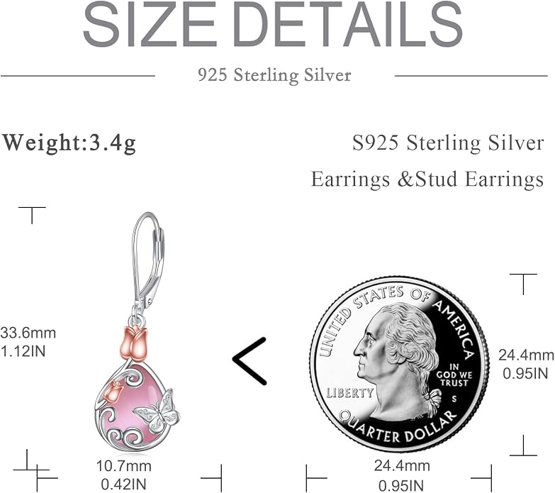 AOBOCO Teardrop Dangle Earrings for Women 925 Sterling Silver Moonstone Flower Filigree Leverback Jewelry Birthday