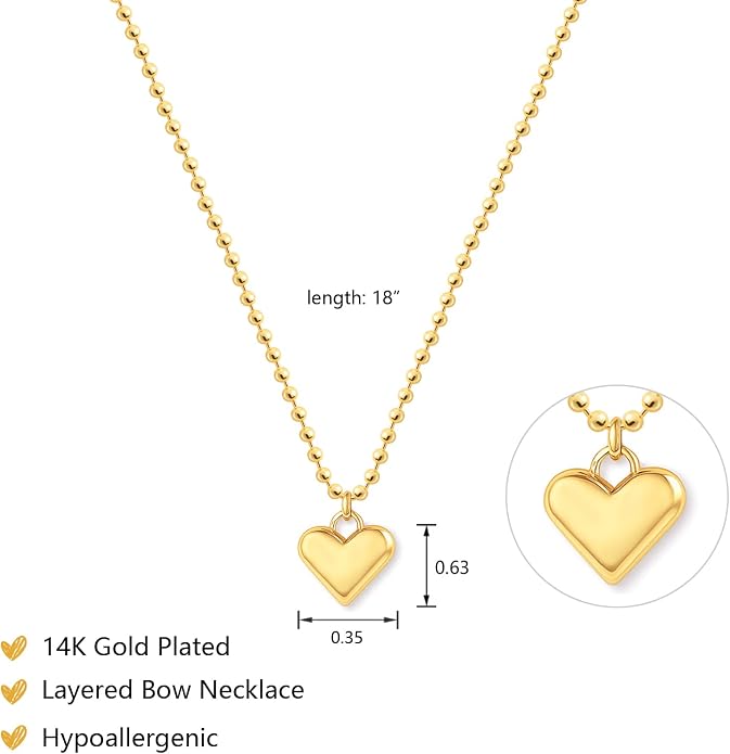 Zeffy Dainty Gold Heart Necklace for Women Trendy 14K Gold/Silver Plate Cute Heart Pendant Choker Necklaces Gold Love Heart Chain Necklace for Women Dainty Gold Jewelry Gifts for Women