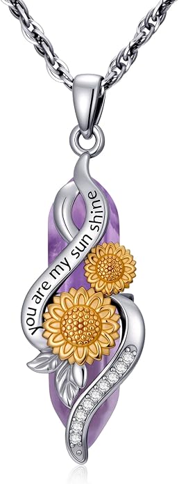 Crystal Necklace 925 Sterling Silver Rose/Sunflower Necklace for Women Jewelry Gifts for Women