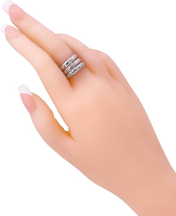 DEVATA Gold or Rhodium Plated Sterling Silver 925 – Eternity, Band Ring for Women – Heart, Knot, Clover, Infinity, Mariner, Cable, Curb, Cuban, Figaro, Daisy, Rope, Ribbed, Dome