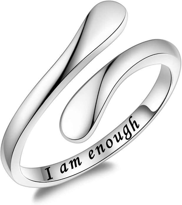 Fookduoduo 925 Sterling Silver Ring Inspirational Jewelry adjustable Wrap Open Rings for Women