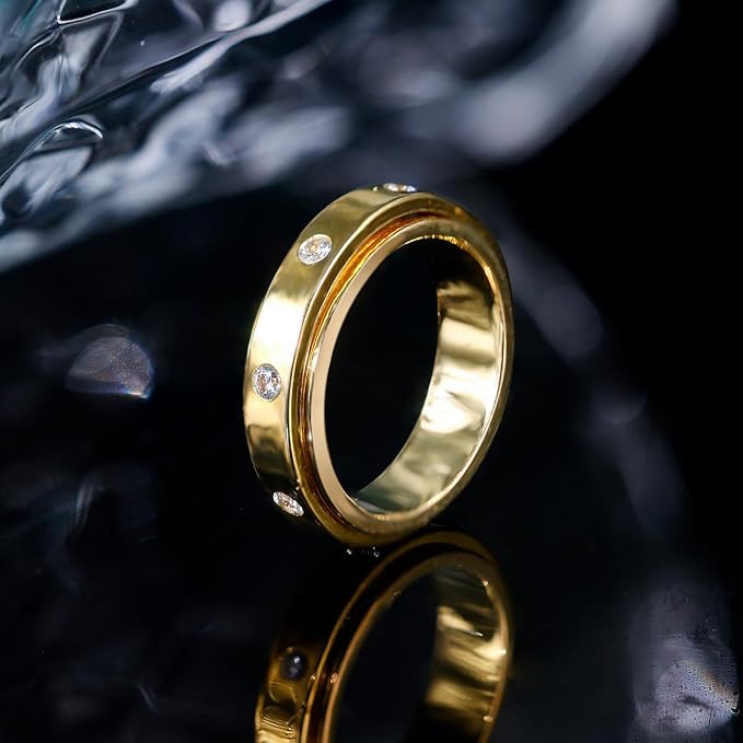 Fidget Ring Spinner Ring for Anxiety Women Men Daughter Real S925 Sterling Silver Fidget Ring