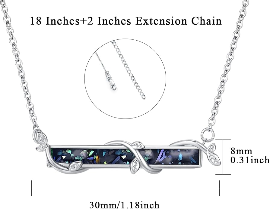 Bar Opal Leaf Necklace For Women S925 Sterling Silver White Opal Pendant with Leaf Charm Bar Pendant Jewelry Gift For Mom Daughter Wife