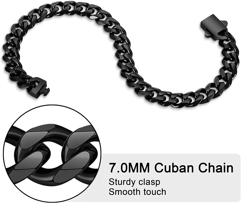 Fiusem Mens 14K Gold Plated Bracelets for Men, Stainless Steel Cuban link Bracelet for Men