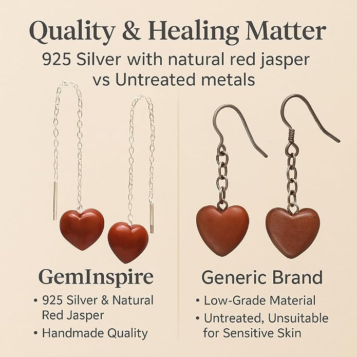 Gemstone Heart Shaped Threader Earrings in 925 Sterling Silver, Pull Through Adjustable, Versatile & Trendy, Perfect Valentine's Gift for Women, Choice of Gemstone Available