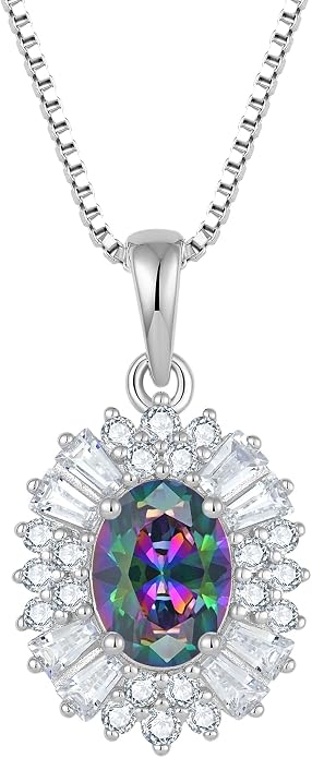 Birthstone Necklace 925 Sterling Silver Oval 5A Cubic Zirconia Pendant Necklace Jewelry Birthday Gifts for Women