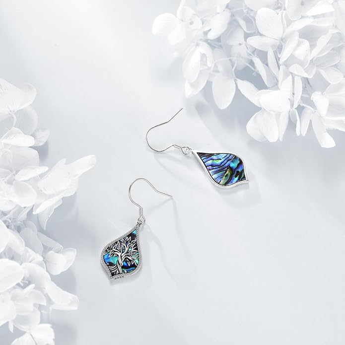 TIGER RIDER Abalone Shell 925 Sterling Silver Dangle Earrings Lightweight Filigree Dangle Drop Earrings for Women