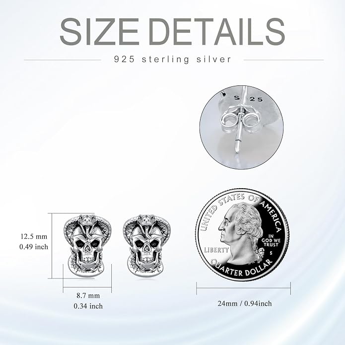 PROESS Sword/Lotus/Hummingbird/Squirrel/Cow Earrings Skull Stud Earrings 925 Sterling Silver Earrings Birthday Christmas Jewelry Gifts for Women Men