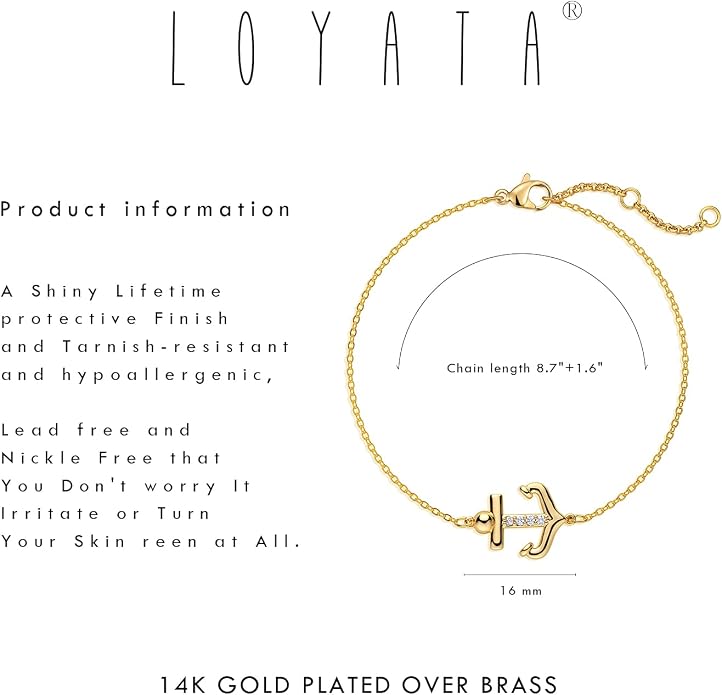 LOYATA Dainty Ankle Bracelet,14K Gold Plated Tiny Bead Anklet Dainty White Cubic Zirconia Cross Tassel Foot Chain Cute Lucky Moon Evil Eye Foot Jewelry Boho Anklets for Women