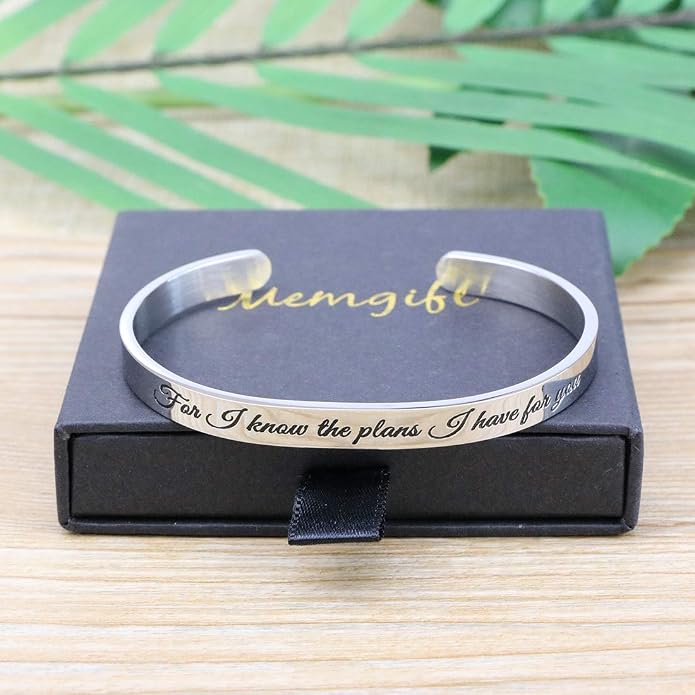 Memgift 𝐂𝐡𝐫𝐢𝐬𝐭𝐢𝐚𝐧 𝐁𝐫𝐚𝐜𝐞𝐥𝐞𝐭𝐬 for 𝐖𝐨𝐦𝐞𝐧 Inspirational Gifts Bible Verse Religious Faith Jewelry Cuff Bracelet Mothers Day Christmas Birthday Jewelry for Her Mother Daughter