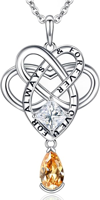 Birthstone Necklace for women Celtic Jewelry Trinity Necklace Pendant 925 Sterling Silver Necklace Birthday Valentines Gift for Her Cable Length 18"