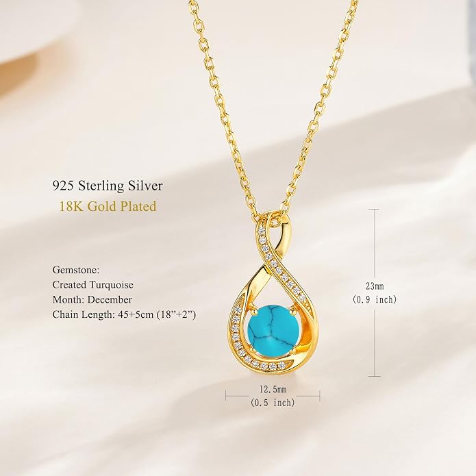 925 Sterling Silver Birthstone Necklace for Women Infinity Necklaces Birthday Anniversary Fine Jewelry Gifts for Mother Women, Adjustable Chain