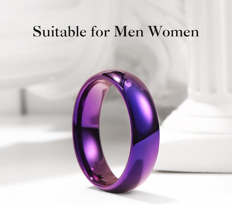 King Will Men's Women's Tungsten Carbide Ring 24k Gold Plated Rose Gold Plated Domed Polished Finish Wedding Band