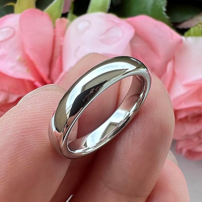 TUTISS 2mm 3mm 4mm 5mm 6mm 7mm 8mm 10mm White Tungsten Rings for Men Women Engagement Wedding Bands Domed Polished Shiny Comfort Fit