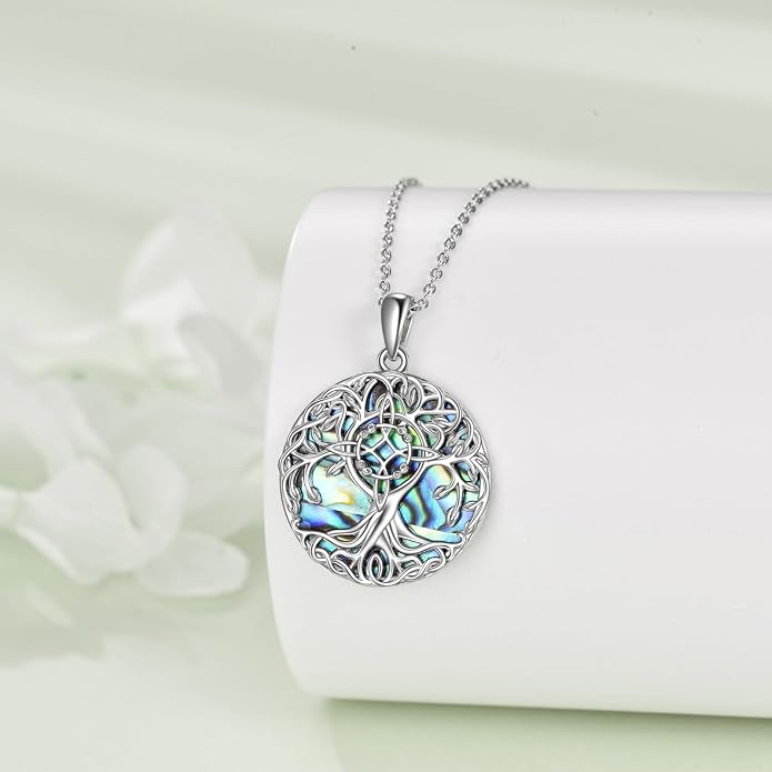 YFN Tree of Life Necklace Sterling Silver Celtic Knot Tree Pendant Jewelry Gifts for Women Men